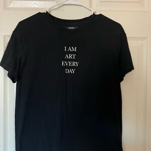 Black T-Shirt with White Text by Bershka
